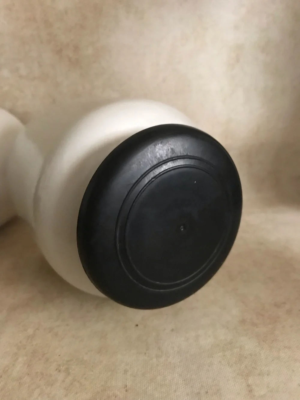 French White Stoneware Kitchen Canister with Black Lid - Set of 2